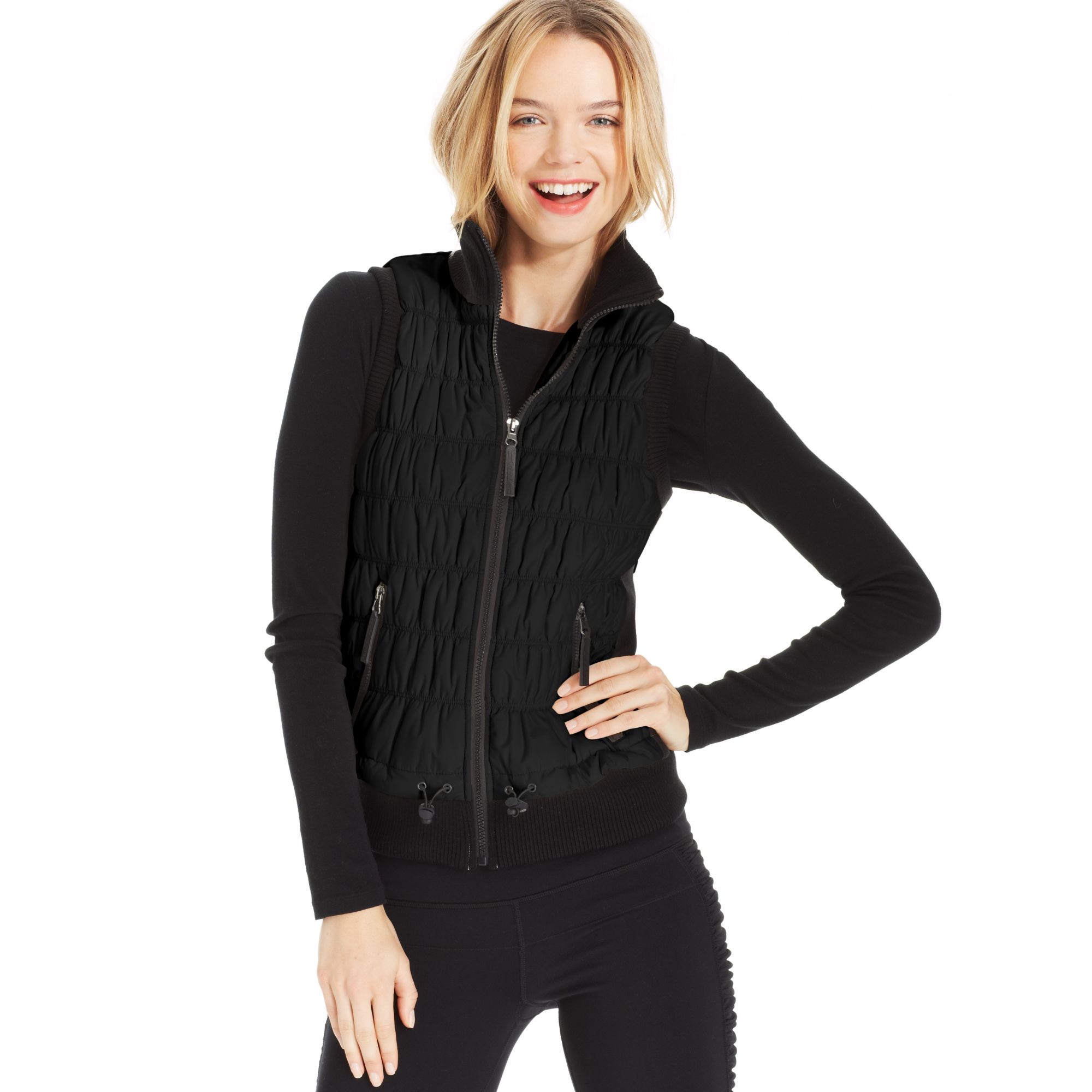 Calvin Klein Ribbed knit Quilted Puffer in Black Lyst