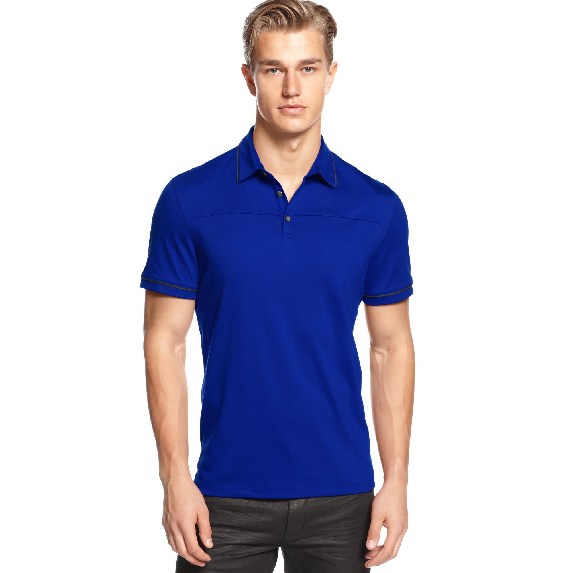 Calvin Klein Macys Exclusive Solid Tipped Polo Shirt in Blue for Men (Blue Ruin) | Lyst