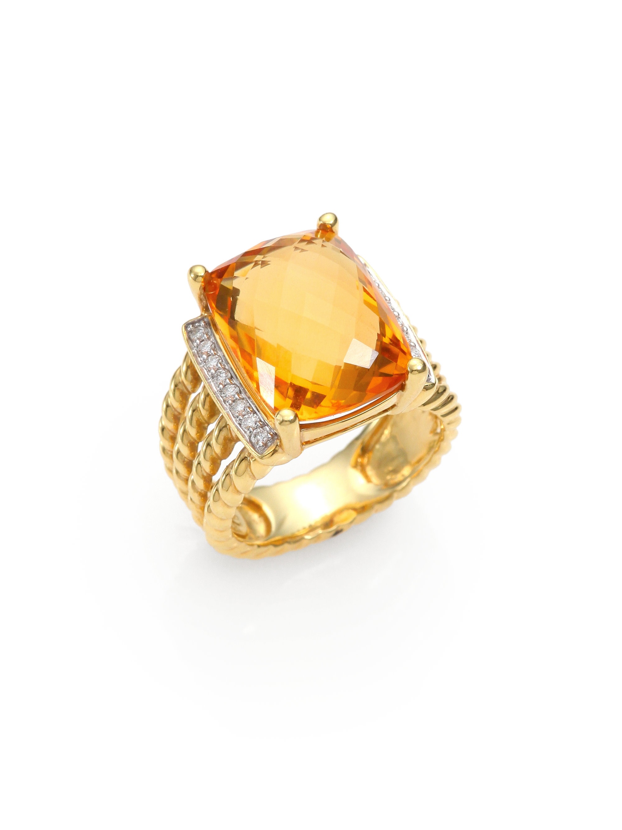 David Yurman Citrine Diamond 18k Gold Ring in Yellow (GOLDCITRINE) Lyst