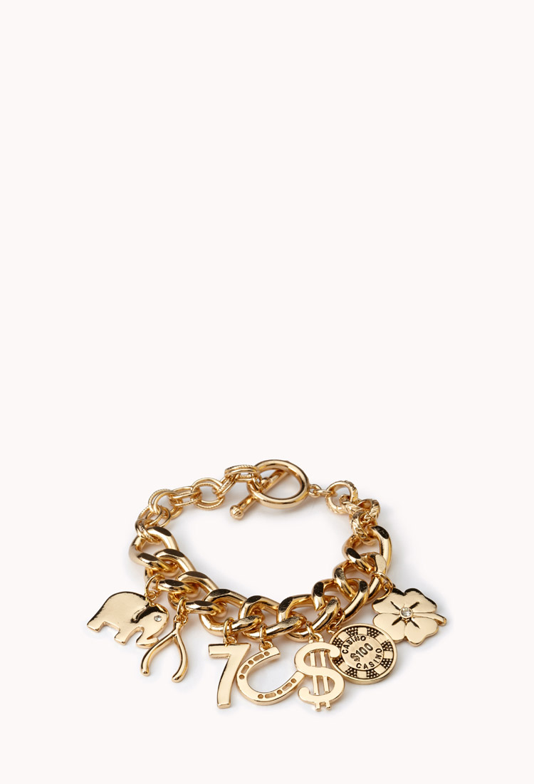 Forever 21 Get Lucky Charm Bracelet in Gold | Lyst