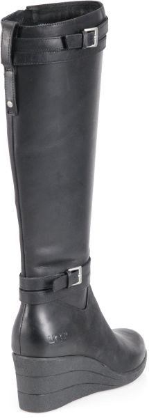 black leather wedge ugg boots