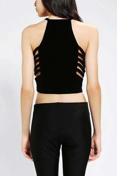 Urban Outfitters Evil Twin Night Returns Velvet Cropped Top in Black ...
