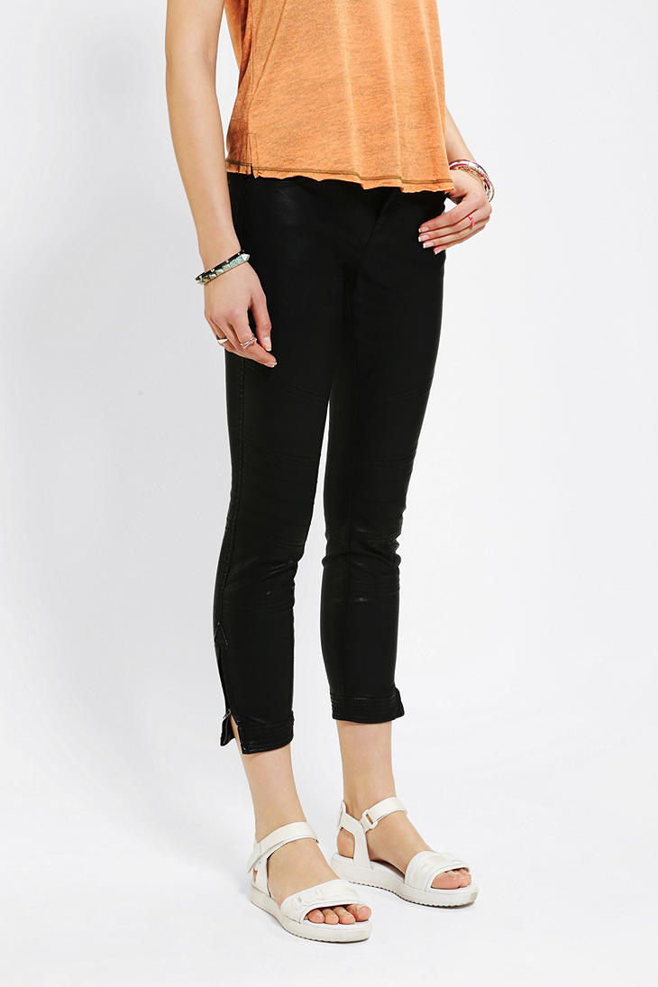 Urban Outfitters Silence Noise Vegan Leather Moto Skinny Pants in Black