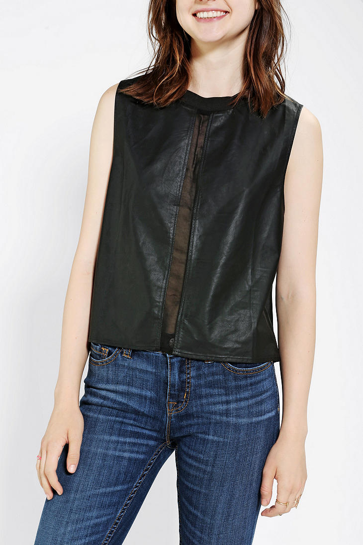 Urban Outfitters Silence Noise Vegan Leatherblock Tank Top in Black | Lyst