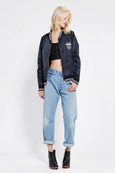 Urban Outfitters Stussy Flight Embroidered Bomber Jacket in Black ...