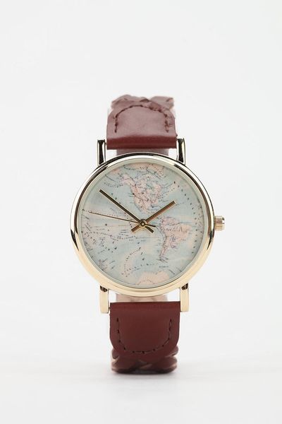 Urban Outfitters Braided Leather Map Watch in Brown for Men | Lyst