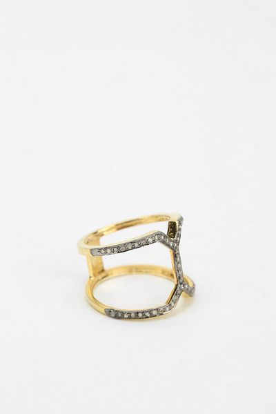 Urban Outfitters Astral Diamond Cuff Ring in Gold | Lyst
