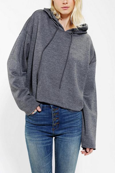 Urban Outfitters Bdg Cutoff Cropped Hoodie Sweatshirt in Gray (GREY ...