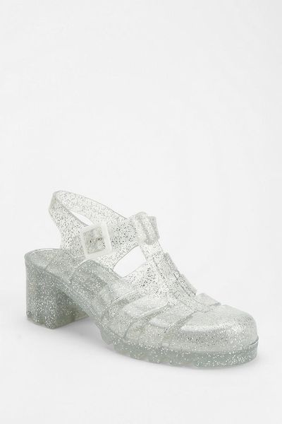 Urban Outfitters Juju Footwear Babe Jelly Heeled Sandal in Gray (GREY ...