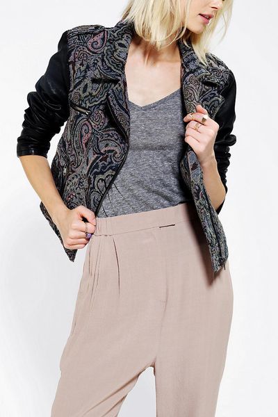 Urban Outfitters Ecote Tapestry Mix Moto Jacket in Gray (NOVELTY ...