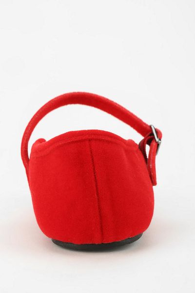 Urban Outfitters Velvet Mary Jane Slipper in Red | Lyst