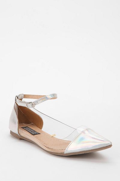 Urban Outfitters Deena Ozzy Clear Panel Pointy-toe Skimmer in Silver ...