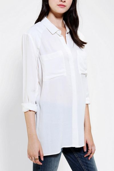 Urban Outfitters Silence Noise Crepe Button-down Shirt in White | Lyst
