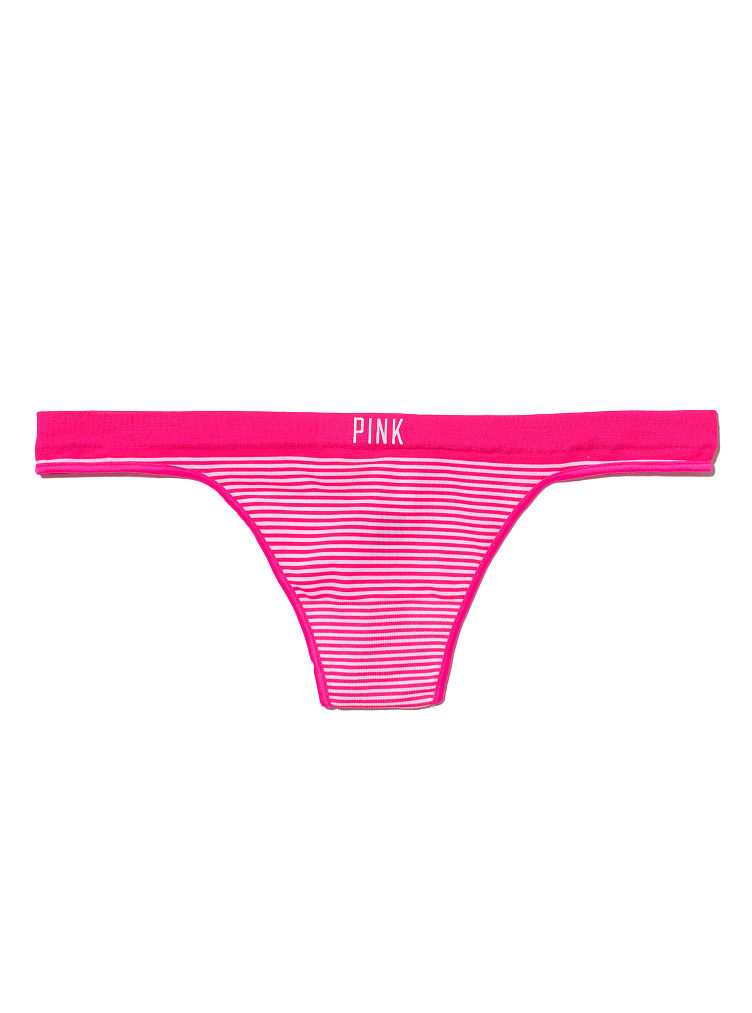 Victoria's Secret Seamless Thong Panty Black L in Pink (pink stripe) Lyst