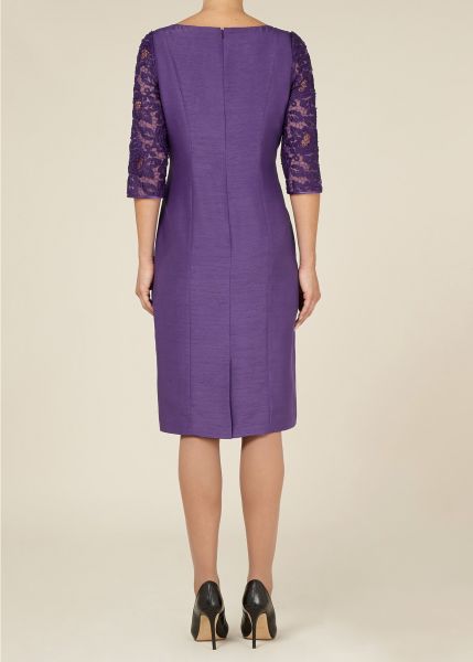 Jacques Vert Lace Sleeve Dress in Purple