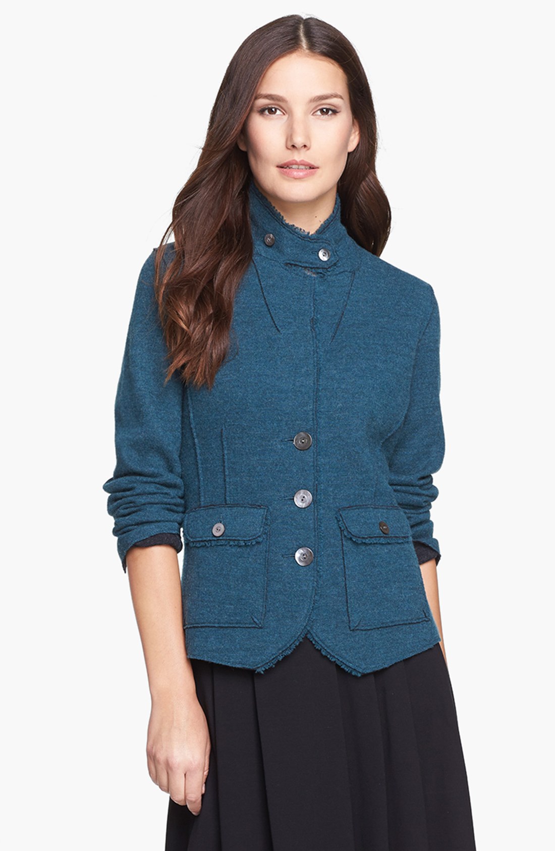 Eileen Fisher Felted Wool Jacket in Blue (Forest/ Charcoal) Lyst