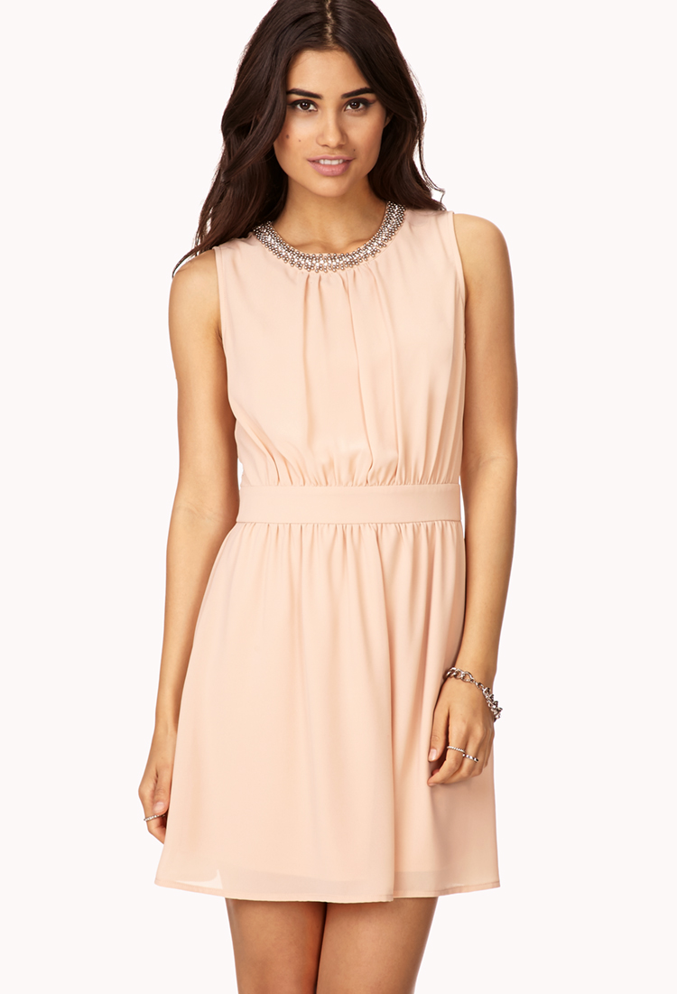 Forever 21 Cocktail Hour Beaded Dress in Pink (BLUSH) | Lyst