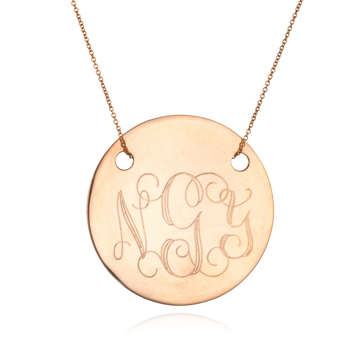 Ginette Ny Large Disc Monogram Necklace, Rose Gold in Gold (rose) | Lyst