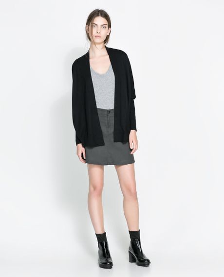 Zara Oversized Cardigan in Black | Lyst