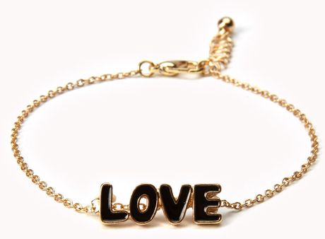 Forever 21 Lovely Charm Bracelet in Gold (Goldblack) | Lyst