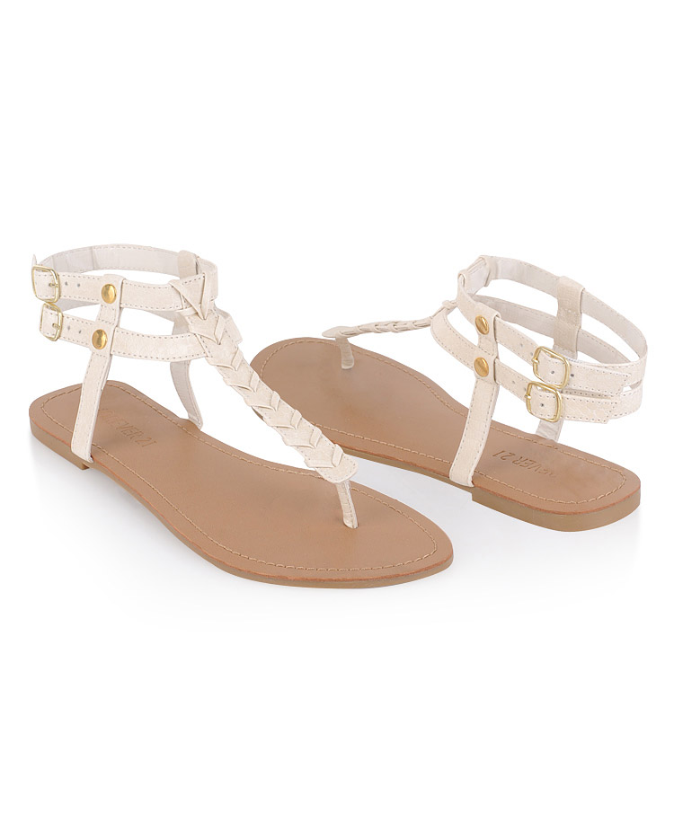 Forever 21 Carmella Leatherette Sandals in White | Lyst