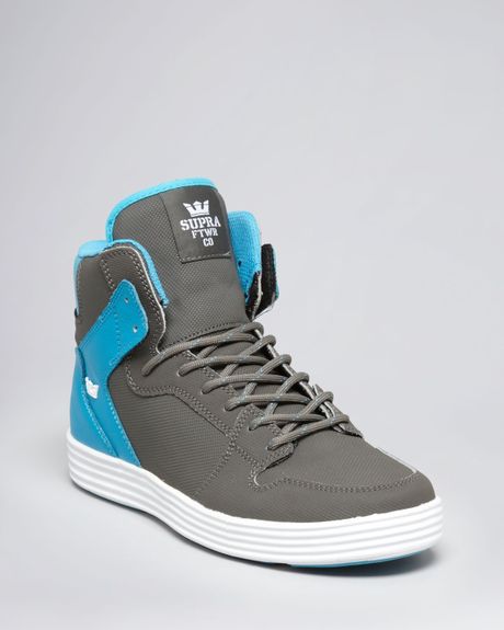 Supra High Top Color Block Sneakers in Gray for Men (Grey/Blue) | Lyst