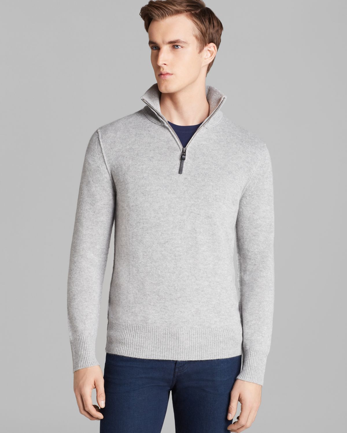 Burberry Brit Hindon Quarter Zip Cashmere Sweater in Gray for Men (Pale