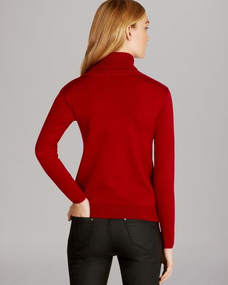 Karen Millen Stitch Roll Neck Sweater in Red