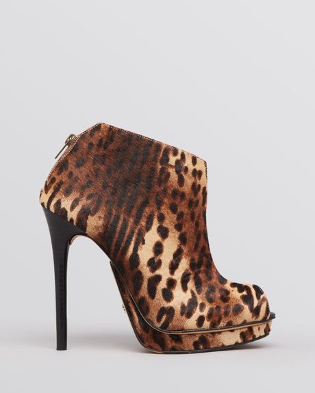 Kenneth Cole Peep Toe Platform Booties Test Time Leopard Print in Brown (Leopard) | Lyst