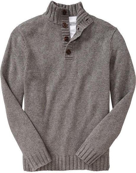 Old Navy Buttonfront Mockturtleneck Sweaters in Gray for Men (Heather ...