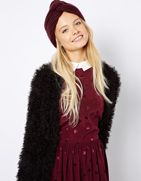 Asos Knitted Turban Hat in Red (Burgundy) - Lyst Asos Knitted Turban Hat in Red (Burgundy) - Lyst
