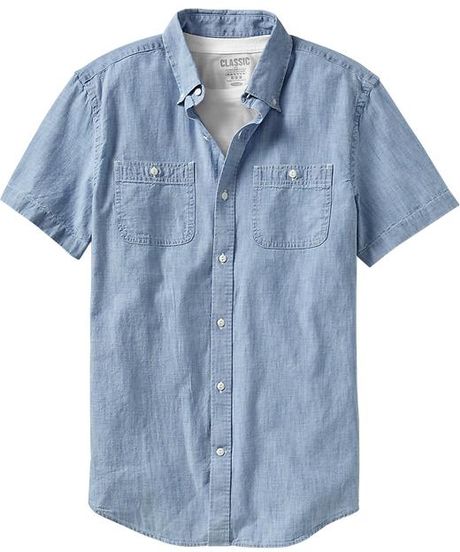 Old Navy Shortsleeve Chambray Shirts in Blue for Men (Light Chambray ...