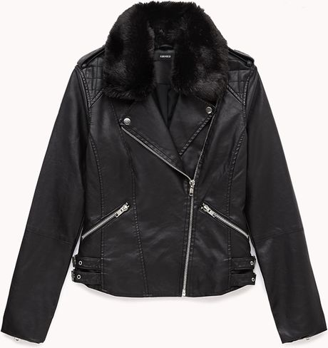 Forever 21 Ultra Chic Faux Leather Moto Jacket in Black | Lyst
