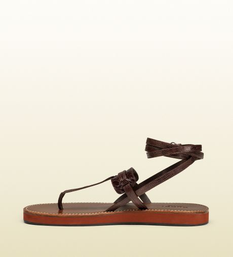 Gucci Leather Ankle Strap Sandal in Brown for Men | Lyst