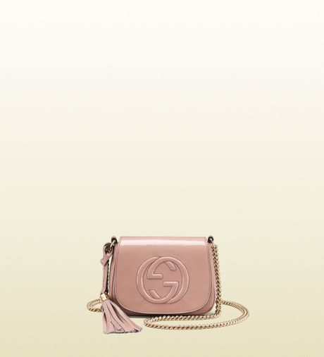 Gucci Soho Patent Leather Shoulder Bag in Pink | Lyst