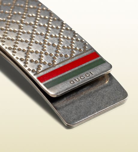 Gucci Money Clip in Sterling Silver with Diamante Pattern in Silver for Men | Lyst