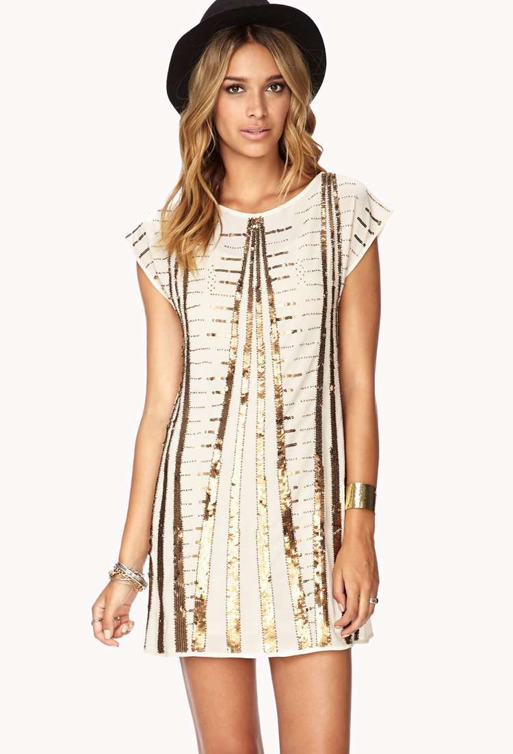 Forever 21 Decoredux Sequin Dress in Beige (Creamgold)