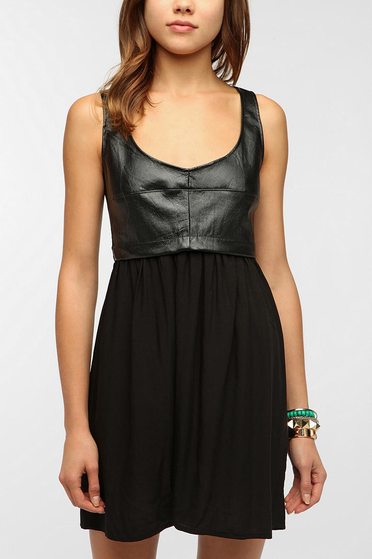 Urban Outfitters Urban Renewal Leather Top Dress in Black | Lyst
