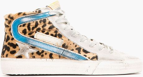 goose sneakers golden grey calf leopard deluxe slide brand hair