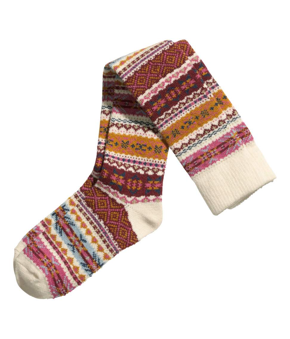 H&m Knee Socks in A Wool Blend in Brown (Light beige/Pattern) Lyst