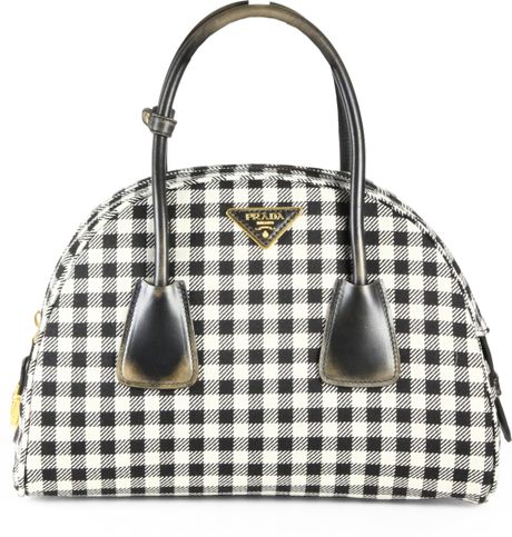 Black Handbag: Prada Black And White Checkered Handbag  