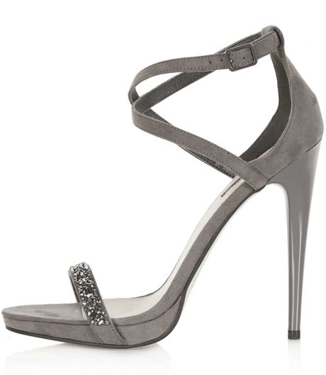 Topshop Razzle Glitter Sandals in Gray (GREY) | Lyst