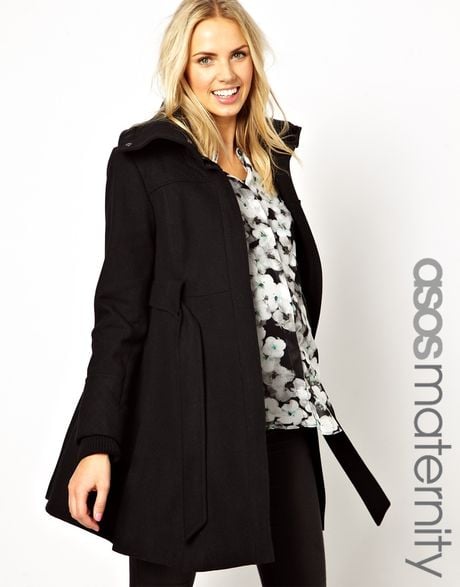 Asos Maternity Exclusive Fit Flare Coat with Rib Collar in Black ...