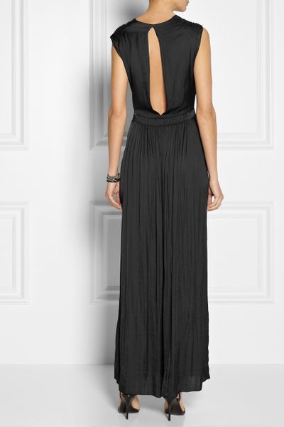 Raquel Allegra Cutout Back Satin Maxi Dress in Black Raquel Allegra Cutout Back Satin Maxi Dress in Black