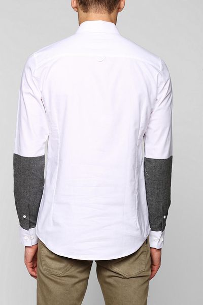 Urban Outfitters D By D Mix Fabric Button Down Shirt in White for Men ...