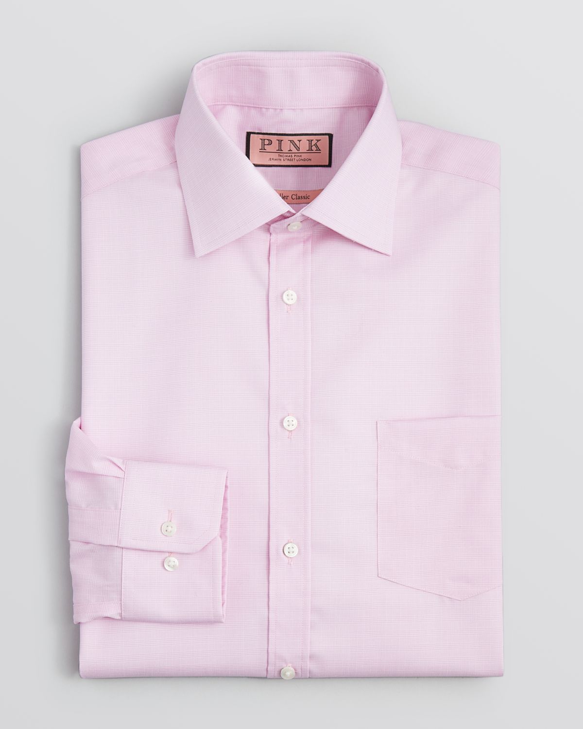 Thomas Pink Glen Plaid Dress Shirt Regular Fit in Pink for Men