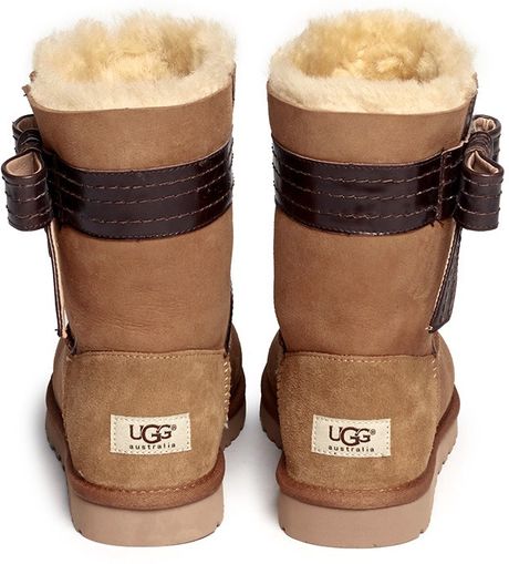 Ugg Josette Leather Bow Short Boots in Brown (Neutral and Brown) | Lyst