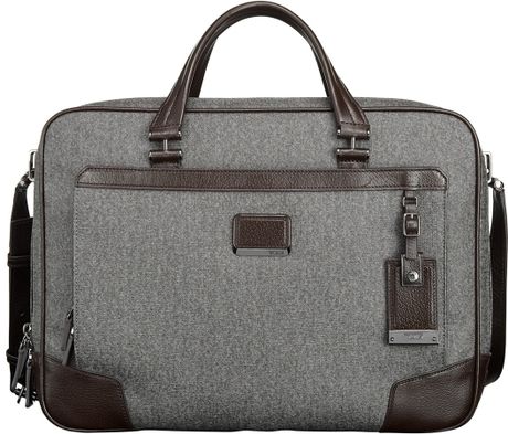 tumi gray briefcase
