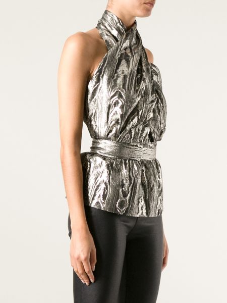 silver halter neck top