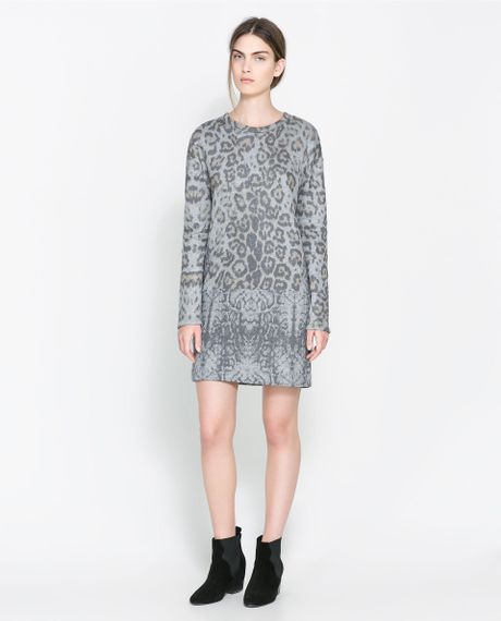 zara grey knitted dress